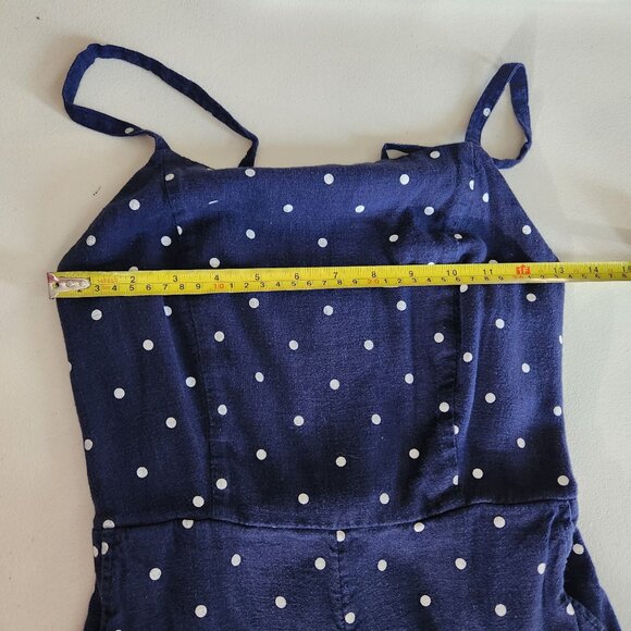Old Navy Navy Blue Polka Dot Jumpsuit XS Adjustable Straps Smocked Back Pocketed - Picture 13 of 15